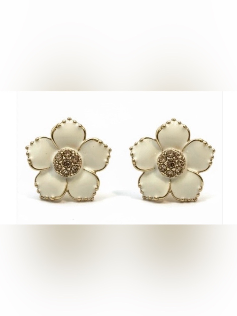kate spade cream and gold floral stud earrings
